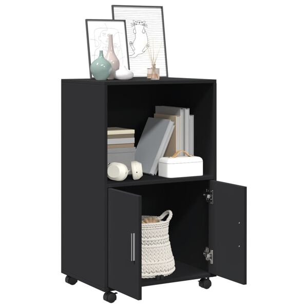vidaXL Ντουλάπι Τροχήλατο Μαύρο 55x40x91 εκ. από Επεξ. Ξύλο