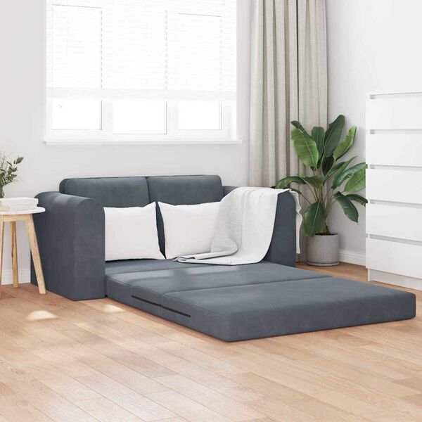 vidaXL Κρεβάτι καναπές Σκούρο γκρι 148 x 71 x 83 εκ. Βελούδο