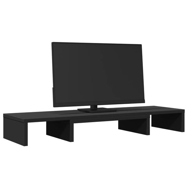 vidaXL Βάση Οθόνης Ρυθμιζ. Μαύρο 80x24x10,5εκ Επεξεργ Ξύλο