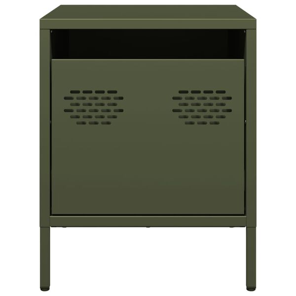 vidaXL Κομοδίνο Πράσινο Λαδί 35x39x43,5 εκ. από Χάλυβα