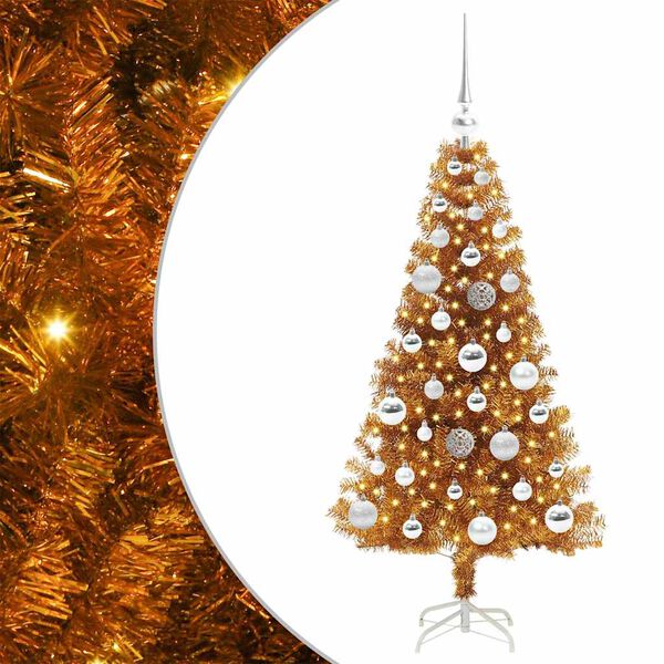 vidaXL Χριστουγεννιάτικο Δέντρο με 150 LED με βάση Χρυσό 120 cm PET