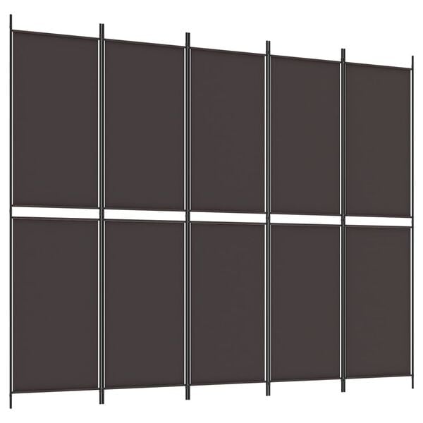 vidaXL Διαχωριστικό Δωματίου με 5 Πάνελ Καφέ 250x200 εκ. από Ύφασμα