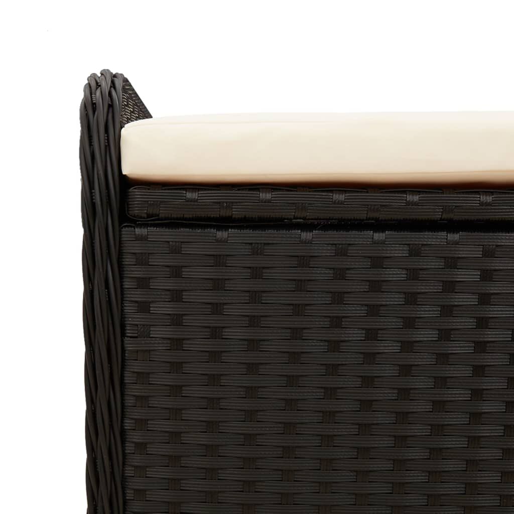 vidaXL Παγκάκι Αποθήκευσης Μαύρο 80x51x52 εκ. Συνθετικό Ρατάν Μαξιλάρι