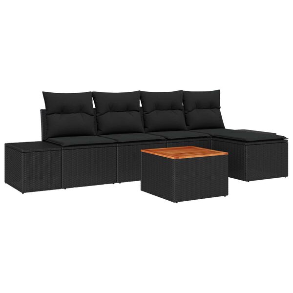 vidaXL Σετ Καναπέ Κήπου 6 pcs Μαύρο