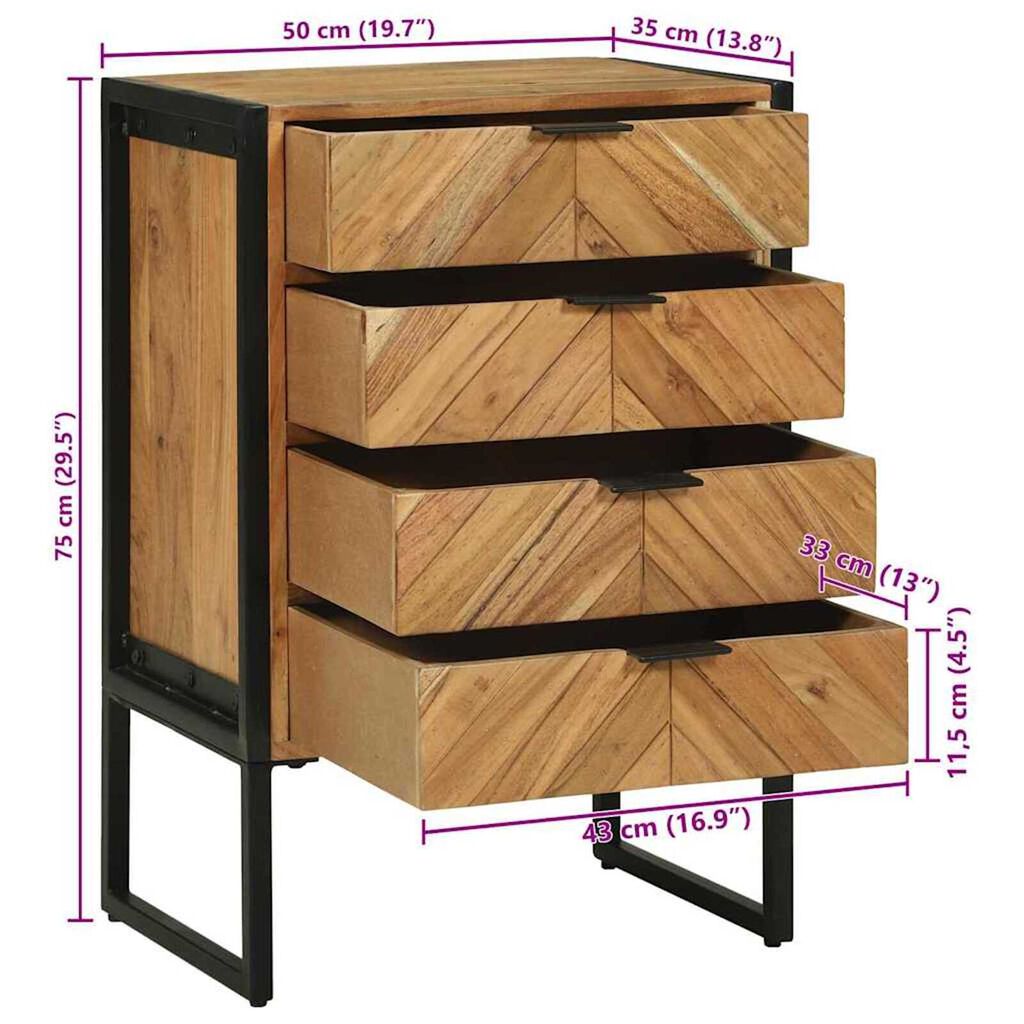vidaXL Πλαϊνό Γραφείο Καφέ 50 x 35 x 75 εκ Μασίφ ξύλο ακακίας