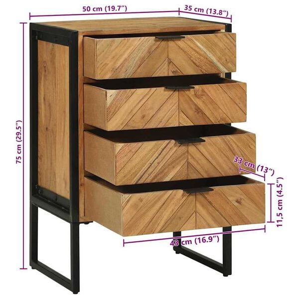 vidaXL Πλαϊνό Γραφείο Καφέ 50 x 35 x 75 εκ Μασίφ ξύλο ακακίας