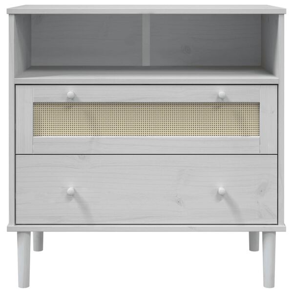 vidaXL Ντουλάπι SENJA Λευκό / Όψη Ρατάν 80x40x80 εκ. Μασίφ Ξύλο Πεύκου