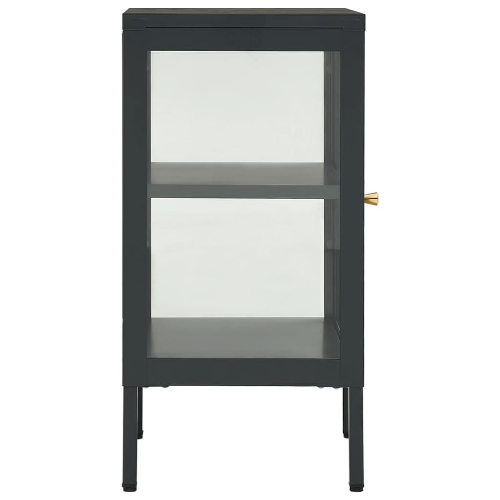 vidaXL Μπουφές Ανθρακί 38 x 35 x 70 εκ. από Ατσάλι και Γυαλί