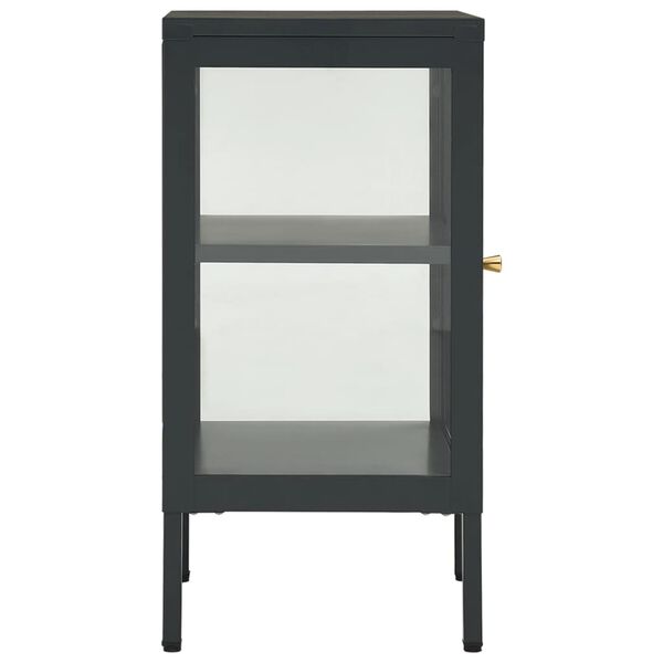 vidaXL Μπουφές Ανθρακί 38 x 35 x 70 εκ. από Ατσάλι και Γυαλί