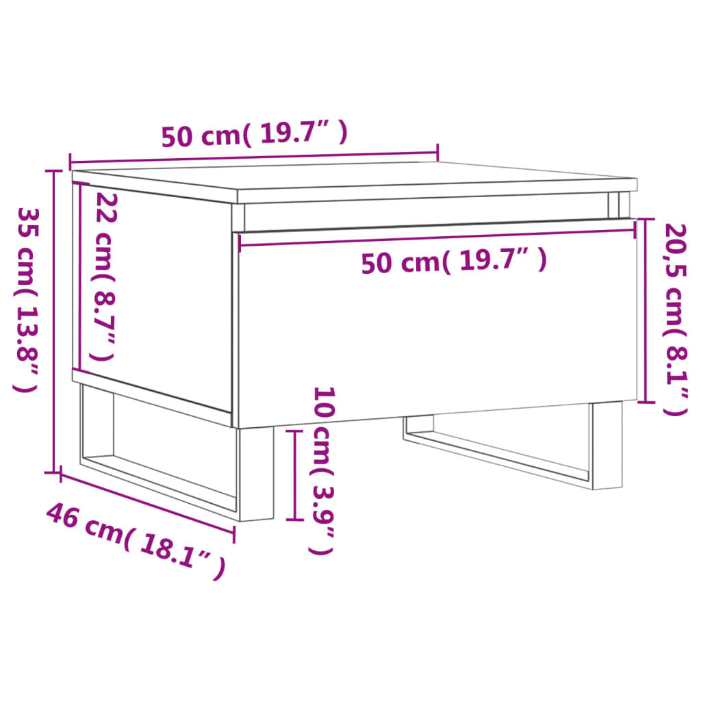 vidaXL Τραπεζάκι Σαλονιού Καφέ Δρυς 50x46x35 εκ. Επεξεργασμένο Ξύλο