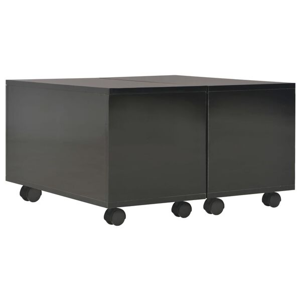 vidaXL Τραπεζάκι Σαλονιού Γυαλιστερό Μαύρο 60x60x35 εκ. Επεξ. Ξύλο