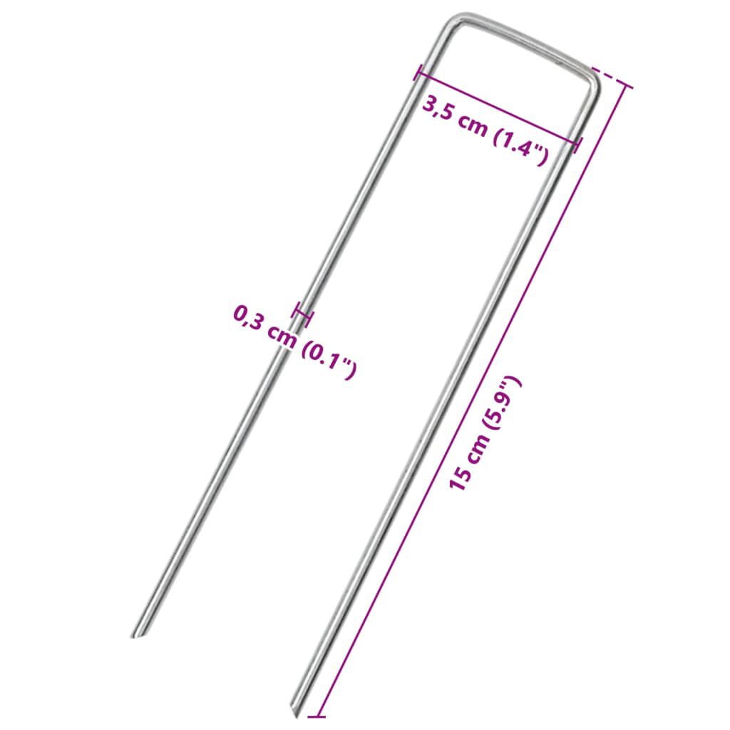 vidaXL Στηρίγματα Εδάφους Σχήμα U 50 τεμ. 15x3,5 εκ. Γαλβαν. Ατσάλι