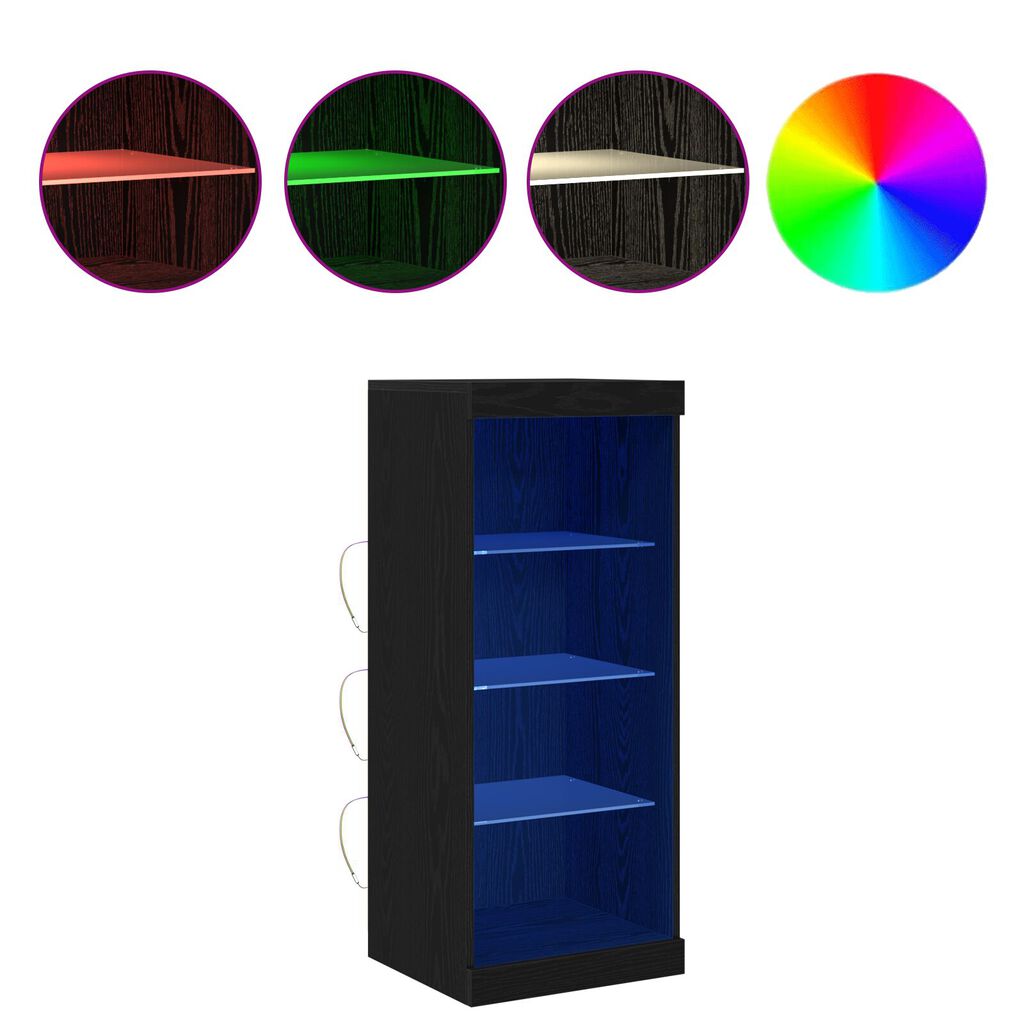 vidaXL Μπουφές με LED Φώτα Μαύρη Δρυς 41x37x100 εκ