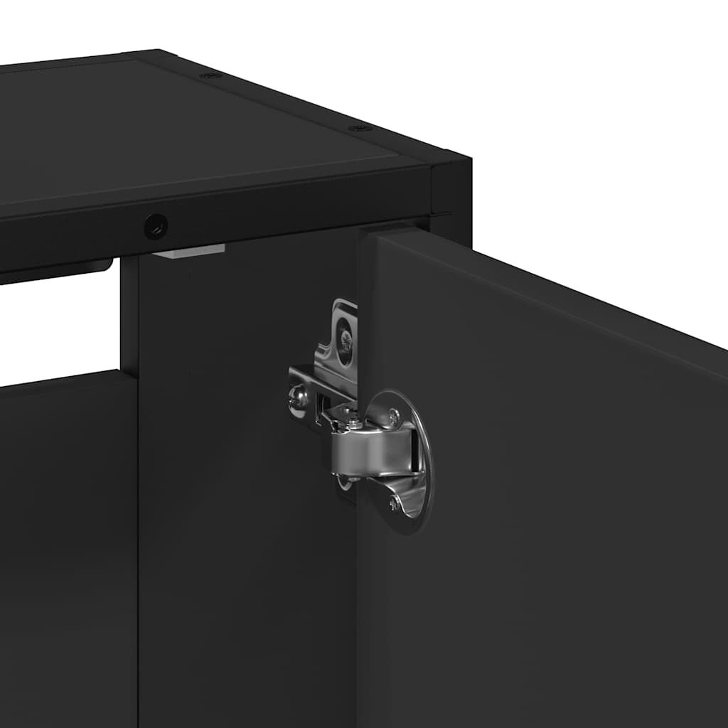 vidaXL Καθρέφτης Μπάνιου με Ντουλάπι Μαύρος 65x20x60 εκ. Επεξ. Ξύλο