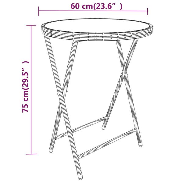 vidaXL Σετ Επίπλων Bistro Κήπου 5 τεμ. Γκρι Συνθ. Ρατάν/Ψημένο Γυαλί