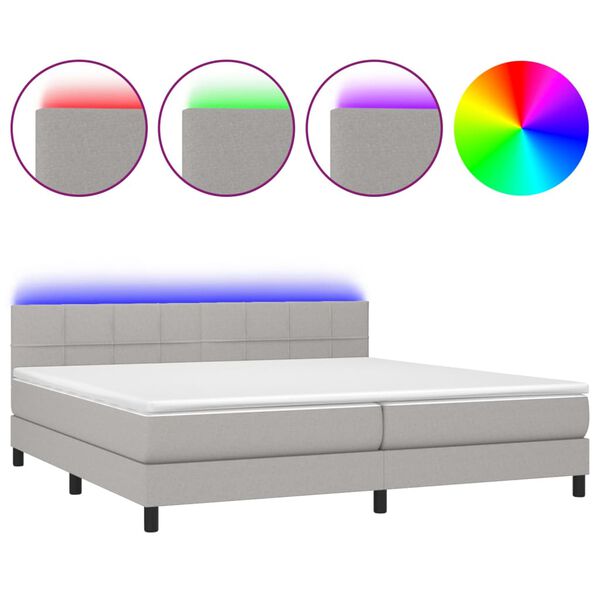 vidaXL &Kappa;&rho;&epsilon;&beta;ά&tau;&iota; Boxspring &mu;&epsilon; &Sigma;&tau;&rho;ώ&mu;&alpha; & LED &Alpha;&nu;.&Gamma;&kappa;&rho;&iota; 200x200&epsilon;&kappa;. &Upsilon;&phi;&alpha;&sigma;&mu;ά&tau;&iota;&nu;&omicron;