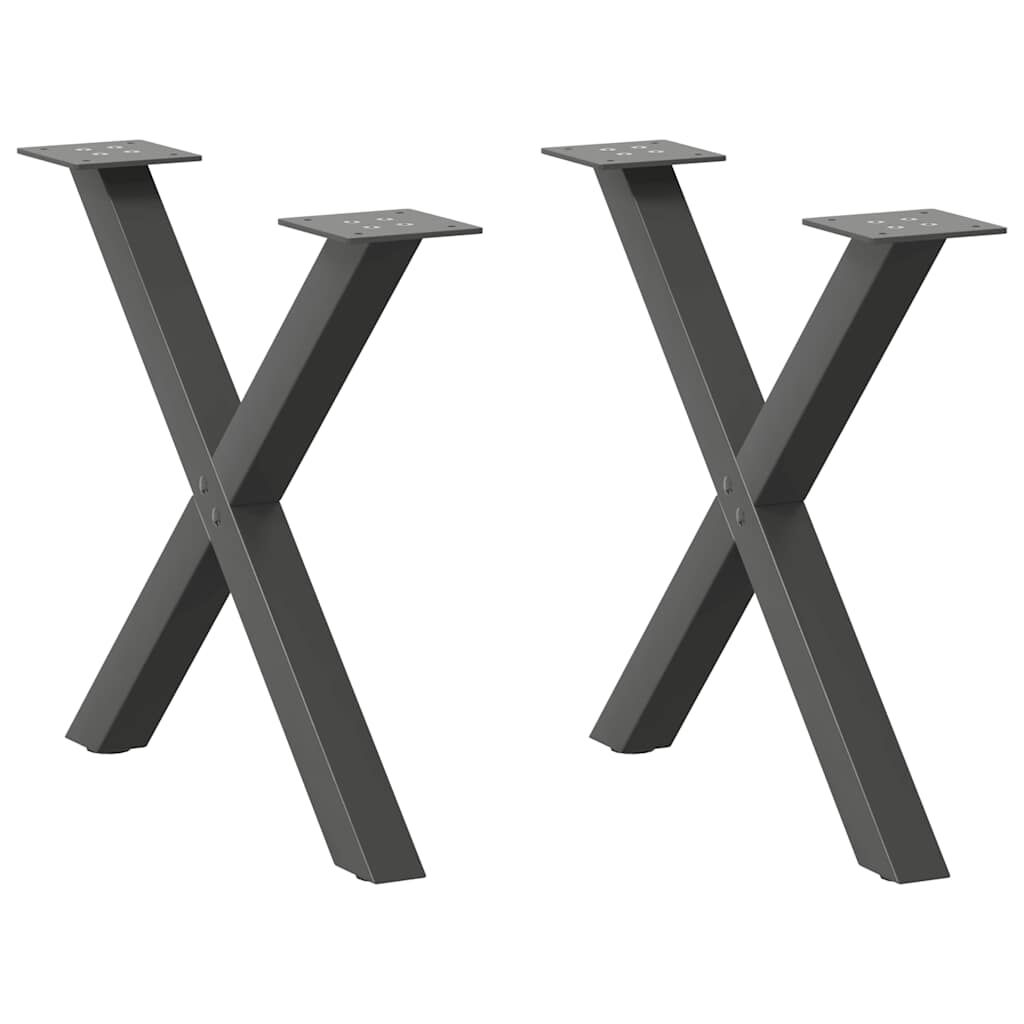 vidaXL Πόδια Τραπεζιού Σαλονιού σε Σχήμα Χ, 2 τεμ. Ανθρακί 60x(42-43) εκ. Ατσάλι