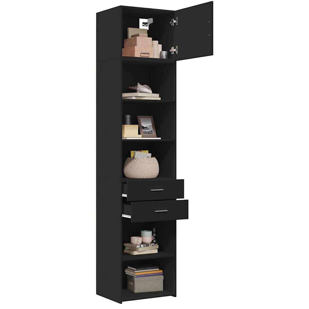 vidaXL Ντουλάπι Αποθήκευσης Στενό Μαύρο 50x42,5x225 εκ. Επεξεργ. Ξύλο