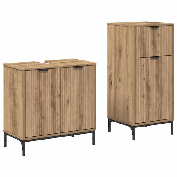 vidaXL Σετ Επίπλων Μπάνιου Καρό 2 pcs artisan δρυς 39.5 x 36 x 88 εκ
