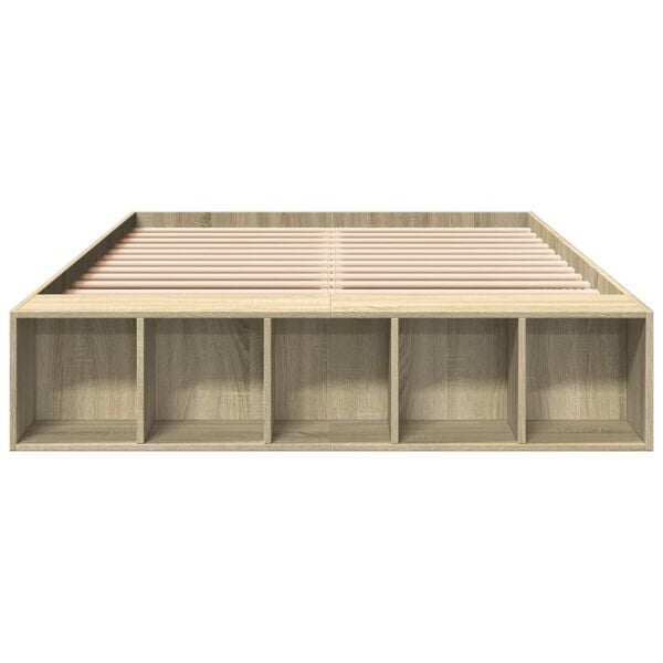 vidaXL Πλαίσιο Κρεβατιού Sonoma Δρυς 135x190 εκ. Επεξεργασμένο Ξύλο