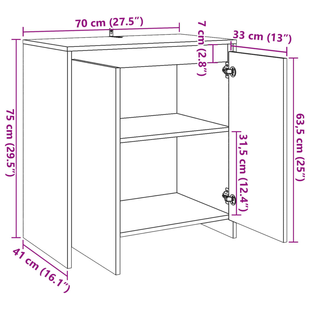 vidaXL Μπουφές Παλαιό Ξύλο 70x41x75 εκ. από Επεξεργασμένο Ξύλο