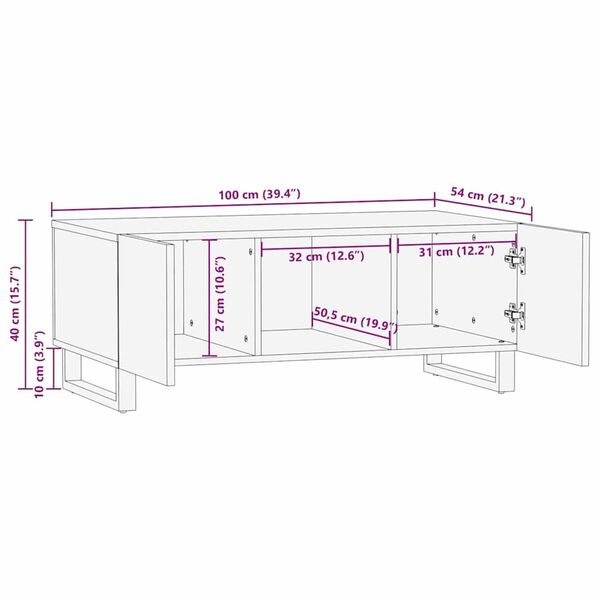 vidaXL Τραπεζάκι σαλονιού Άσπρο, Μαύρο 100 x 54 x 40 εκ