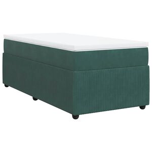 vidaXL Κρεβάτι Boxspring με Στρώμα Σκούρο Πράσινο 80x200 εκ. Βελούδινο