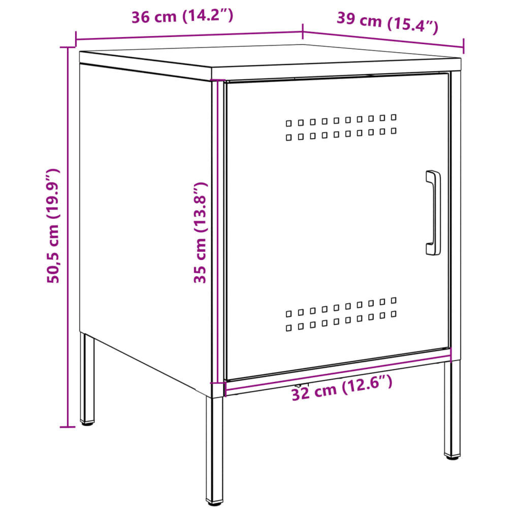 vidaXL Κομοδίνα 2 τεμ. Πράσινο Λαδί 36x39x50,5 εκ. από Χάλυβα