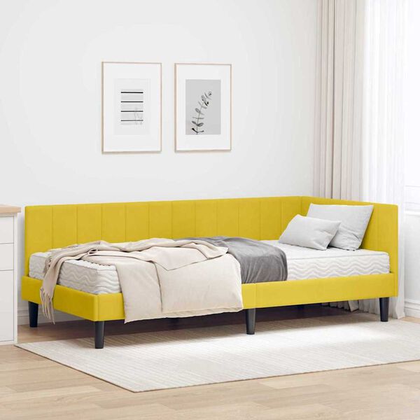 vidaXL Κρεβάτι Γωνίας με στρώμα Κίτρινο 90 x 200 cm Βελούδο