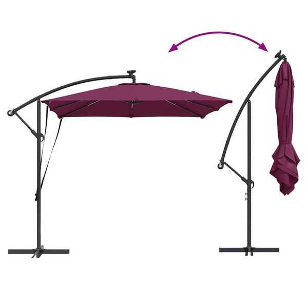 vidaXL Ομπρέλα Cantilever Banana Μπορντό 249 x 249 x 250 εκ.