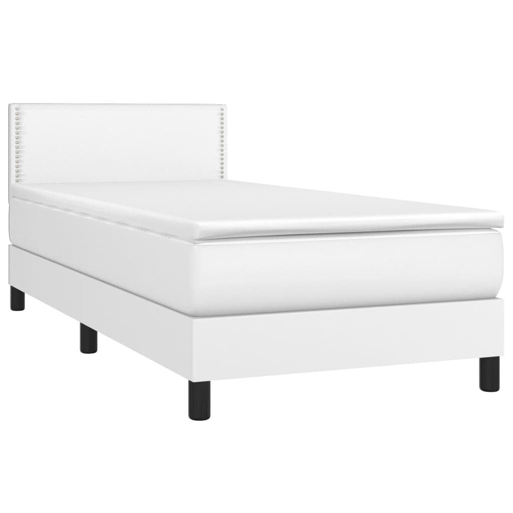 vidaXL Κρεβάτι Boxspring με Στρώμα Λευκό 80 x 200 εκ. Συνθετικό Δέρμα