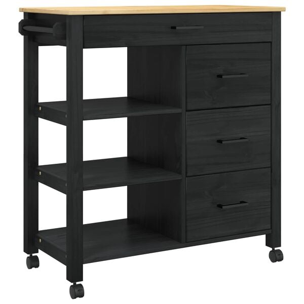 vidaXL Καρότσι Κουζίνας Μαύρο