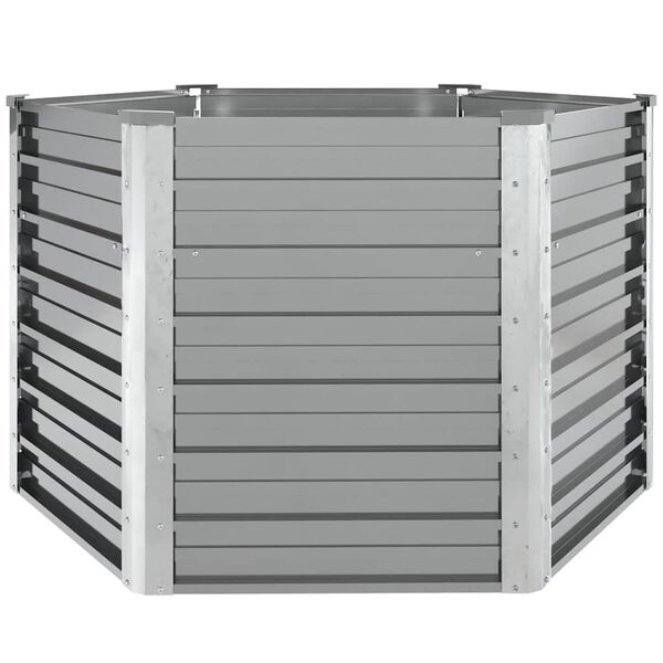 vidaXL Ζαρντινιέρα Υπερυψωμένη Γκρι 129x129x77 εκ. Γαλβανισμ. Χάλυβας