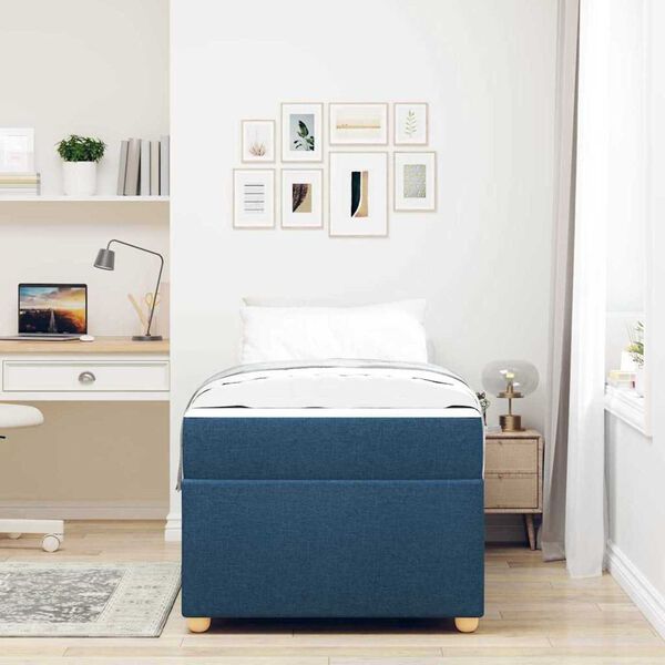 vidaXL Σκελετός Κρεβατιού με στρώμα Μπλε 80 x 200 cm ύφασμα