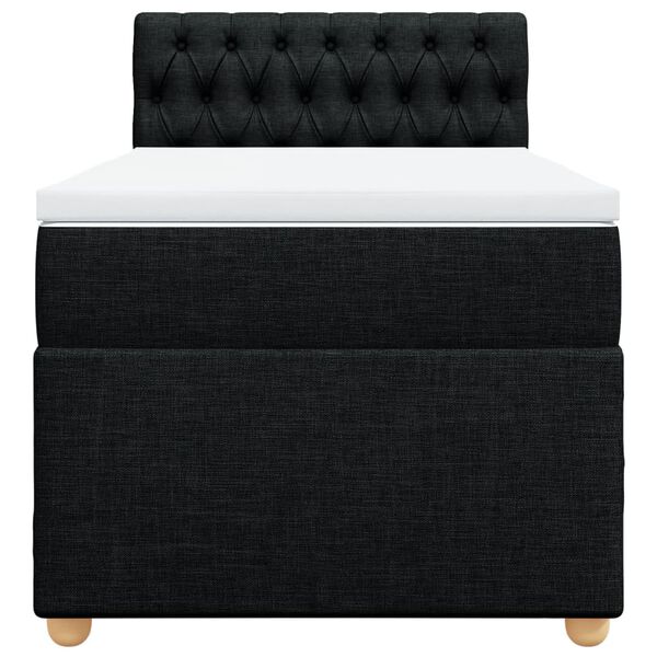 vidaXL Κρεβάτι Boxspring με Στρώμα Μαύρο Single Υφασμάτινα