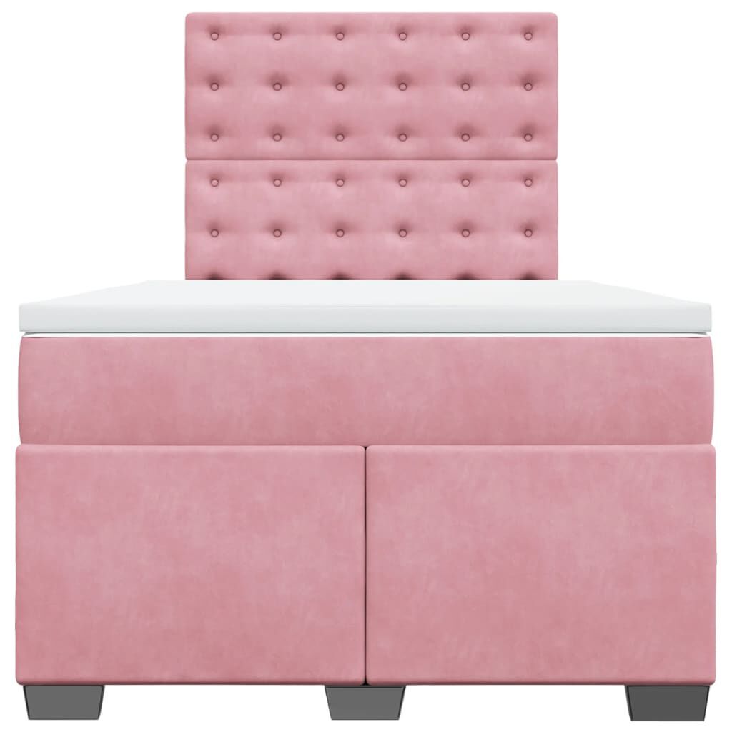 vidaXL Κρεβάτι Boxspring με Στρώμα Ροζ 120x190 εκ. Βελούδινο