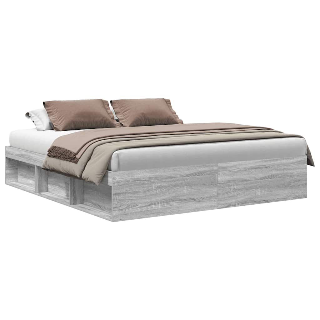 vidaXL Πλαίσιο Κρεβατιού Γκρι Sonoma 180 x 200 εκ. Super King