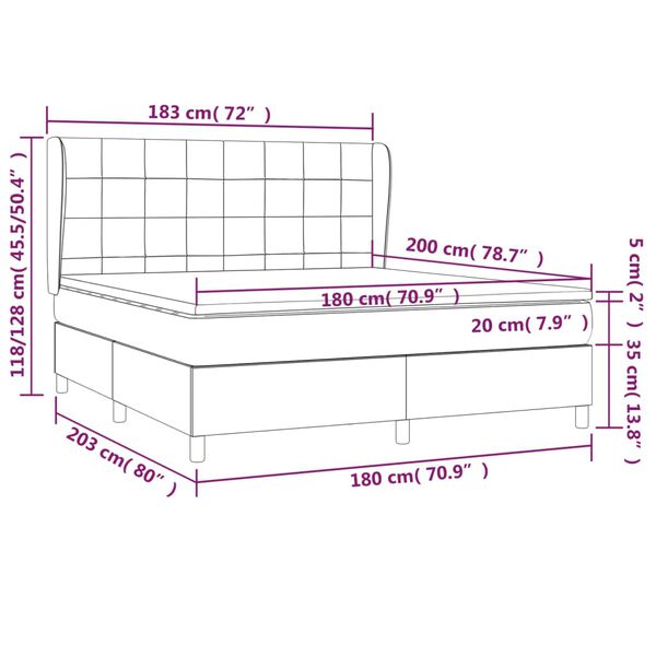 vidaXL Κρεβάτι Boxspring με Στρώμα Ροζ 180x200 εκ. Βελούδινο
