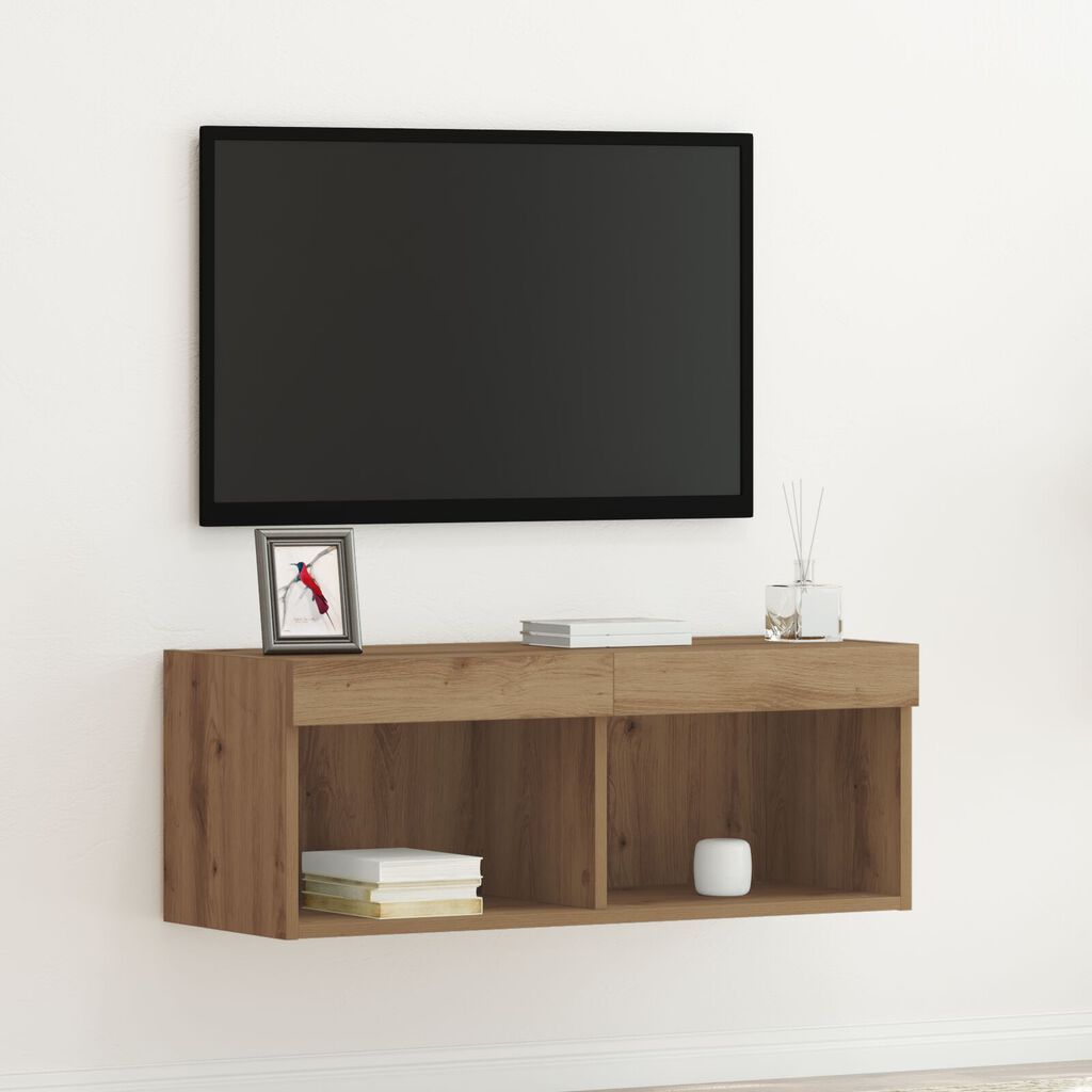 vidaXL Ντουλάπι Τηλεόρασης με LED Φώτα σε Τεχνοτροπία Ξύλου 80x30x30 εκ.