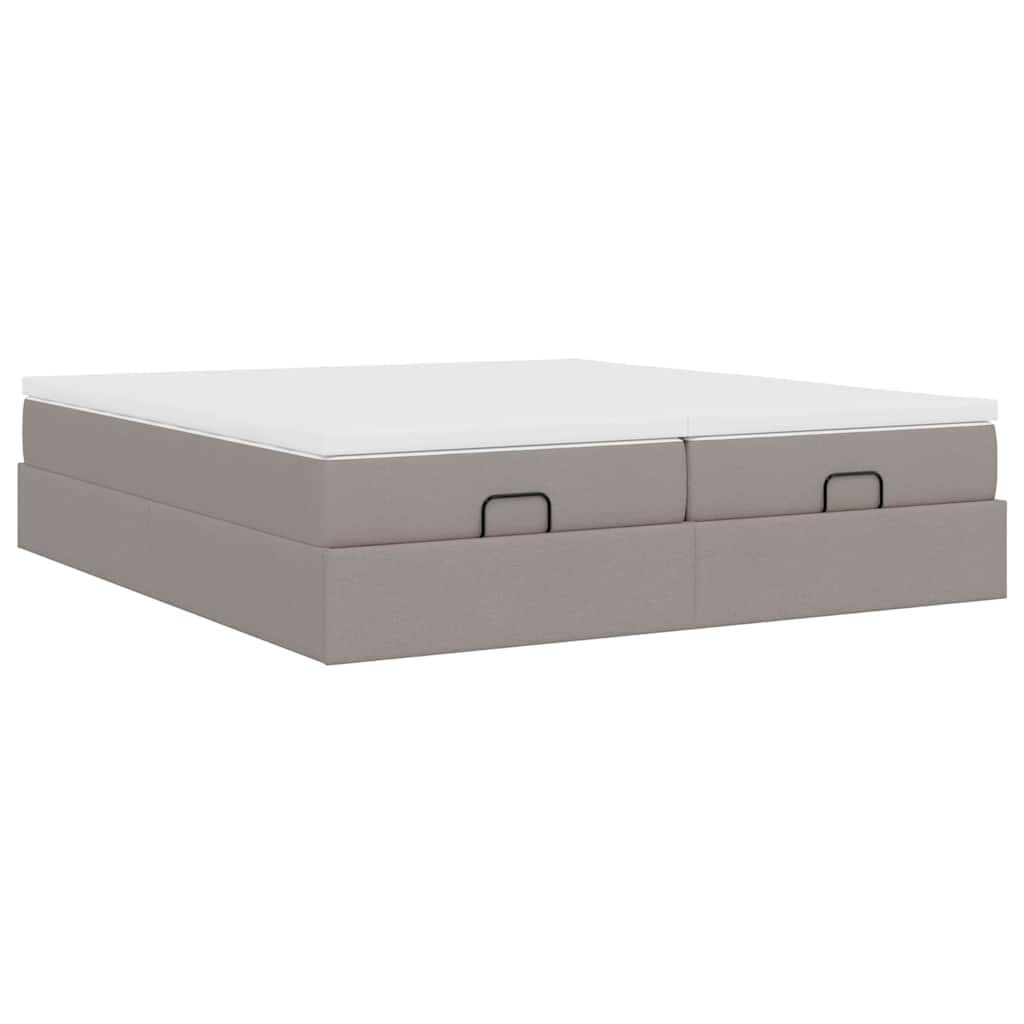 vidaXL Οθωμανικό κρεβάτι με στρώματα Taupe 200x200cm ύφασμα