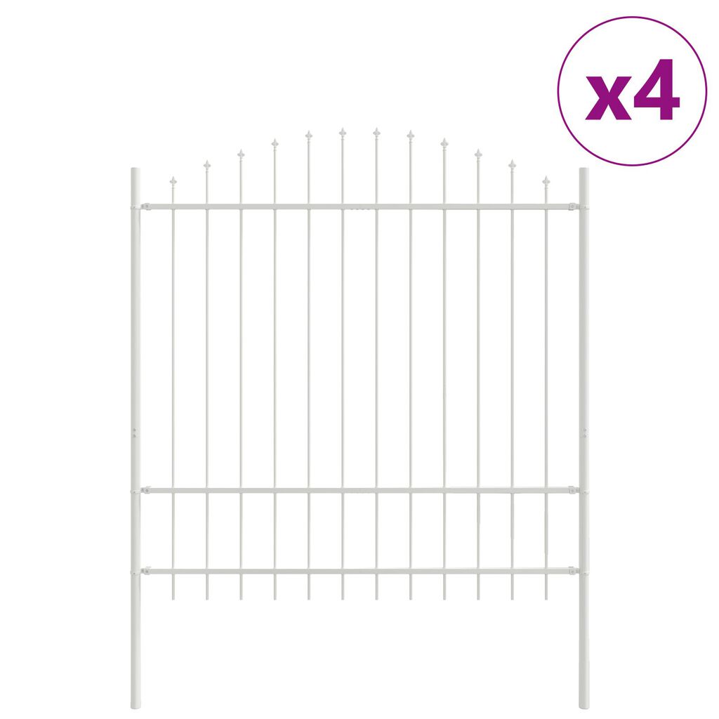 vidaXL Φράχτης Κήπου με Μύτη Άνω Λευκός 6,8x1,75 μ Χάλυβας