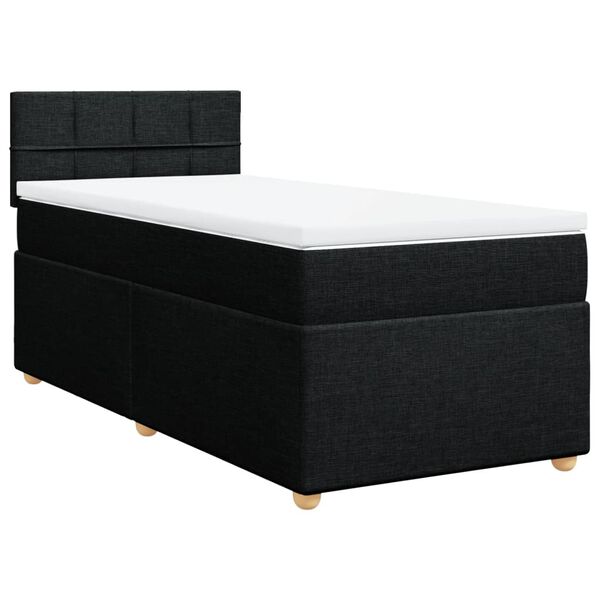 vidaXL Κρεβάτι Boxspring με Στρώμα Μαύρο 90x190 εκ.Υφασμάτινο