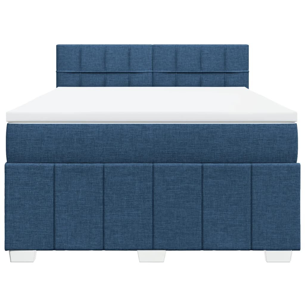 vidaXL Κρεβάτι Boxspring με Στρώμα Μπλε 140x200 εκ. Υφασμάτινο
