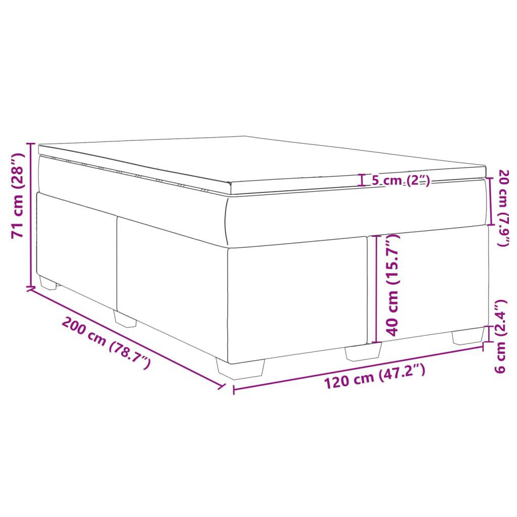 vidaXL Κρεβάτι Boxspring με Στρώμα Μαύρο 120x200 εκ. Υφασμάτινο