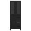 vidaXL Highboard με συρτάρι 2 pcs Μαύρη Οξυά Σύνθετο Ξύλο και Γυαλί