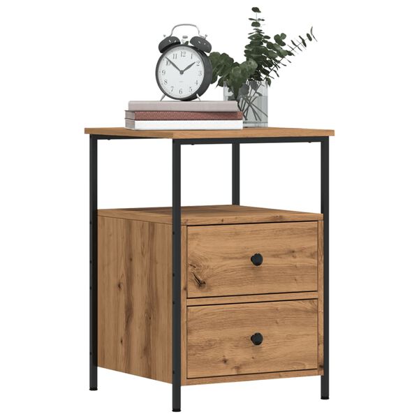 vidaXL Κομοδίνο τεχνίτης Δρυς 34x35,5x50 εκ. από Επεξεργασμένο Ξύλο
