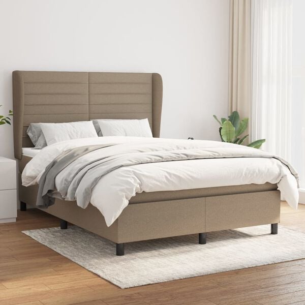 vidaXL &Kappa;&rho;&epsilon;&beta;ά&tau;&iota; Boxspring &mu;&epsilon; &Sigma;&tau;&rho;ώ&mu;&alpha; Taupe 140x190 &epsilon;&kappa;. &Upsilon;&phi;&alpha;&sigma;&mu;ά&tau;&iota;&nu;&omicron;