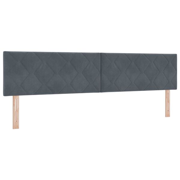 vidaXL Κρεβάτι Box Spring με Ματράς & LED Σκούρο Γκρι 200x200 εκ. Βελούδο