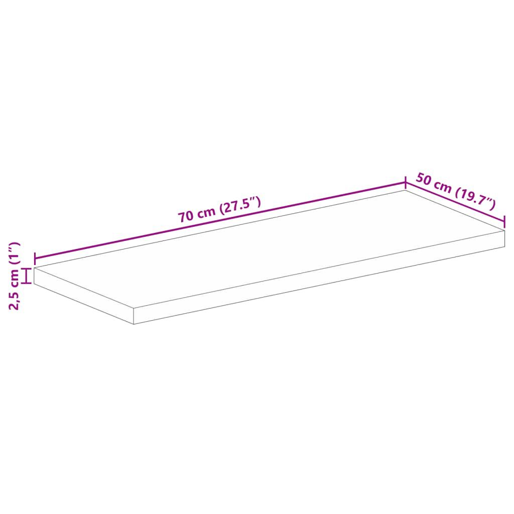vidaXL Επιφάνεια Τραπεζιού Ορθογώνια 70x50x2,5 εκ. Μασίφ Ξύλο Μάνγκο