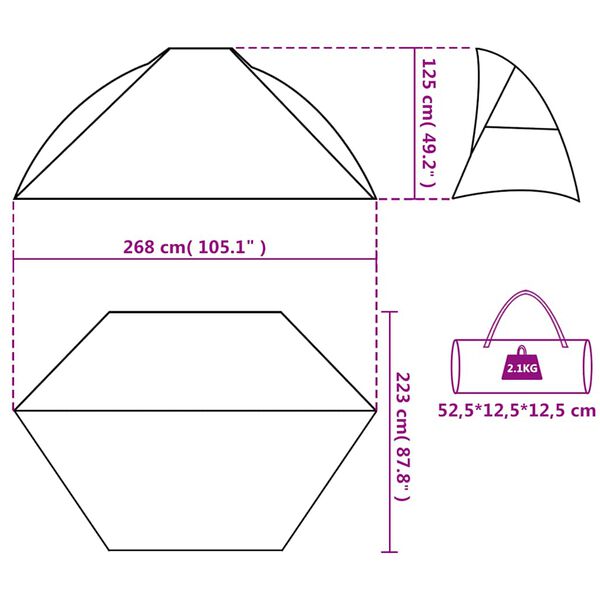 vidaXL Σκηνή Παραλίας Γαλάζια 268x223x125 εκ. από Πολυεστέρας 185T